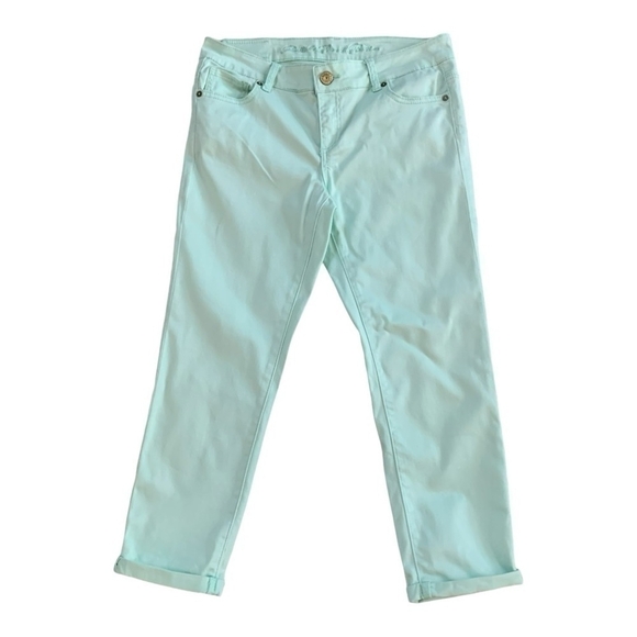 Women’s Jeans Buffalo David Bitton Rolled Hem Cropped Jeans Mint Cotton Denim - Picture 2 of 6